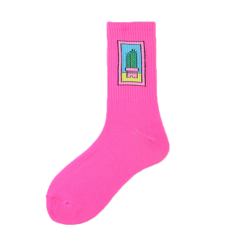 Sweat-absorbent and deodorant socks, cactus, flame banana