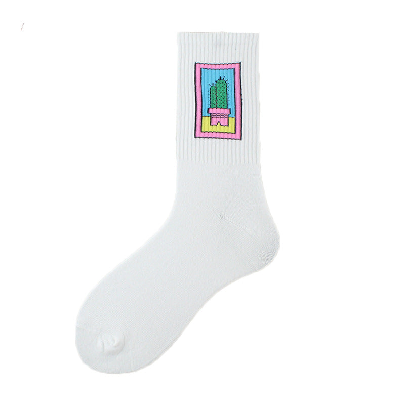 Sweat-absorbent and deodorant socks, cactus, flame banana