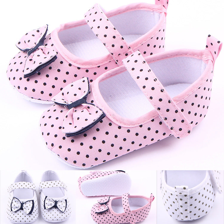 Polka dot bow princess shoes toddler shoes baby shoes 0-1 years old