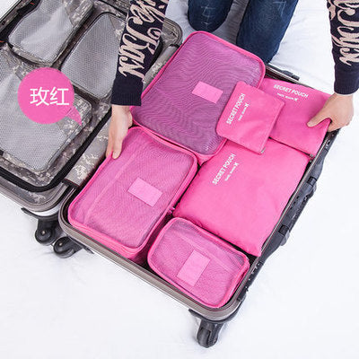 Travel storage bag 6 sets of large suitcase finishing bag outdoor home clothing sub-package thickening