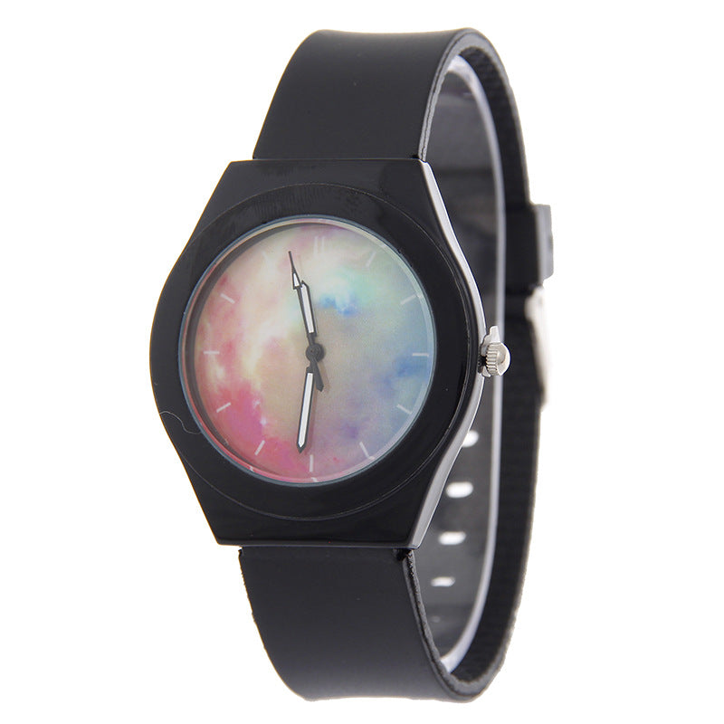 Trend star watch Harajuku style small fresh rainbow quartz silicone men and women students watch