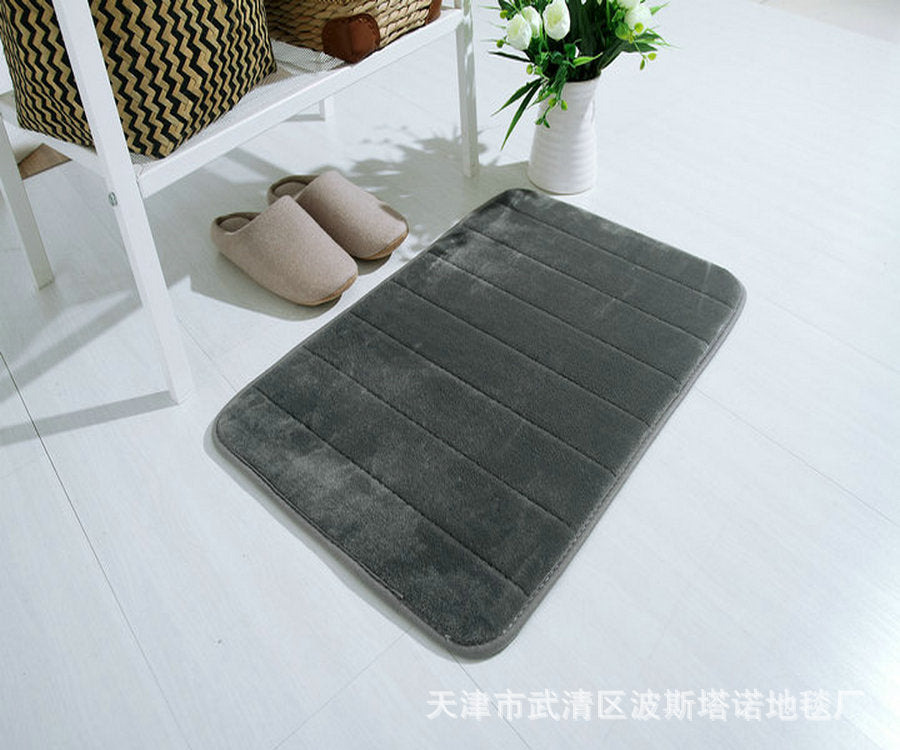 Thick coral fleece memory foam carpet floor mat bathroom kitchen absorbent non-slip foot mat