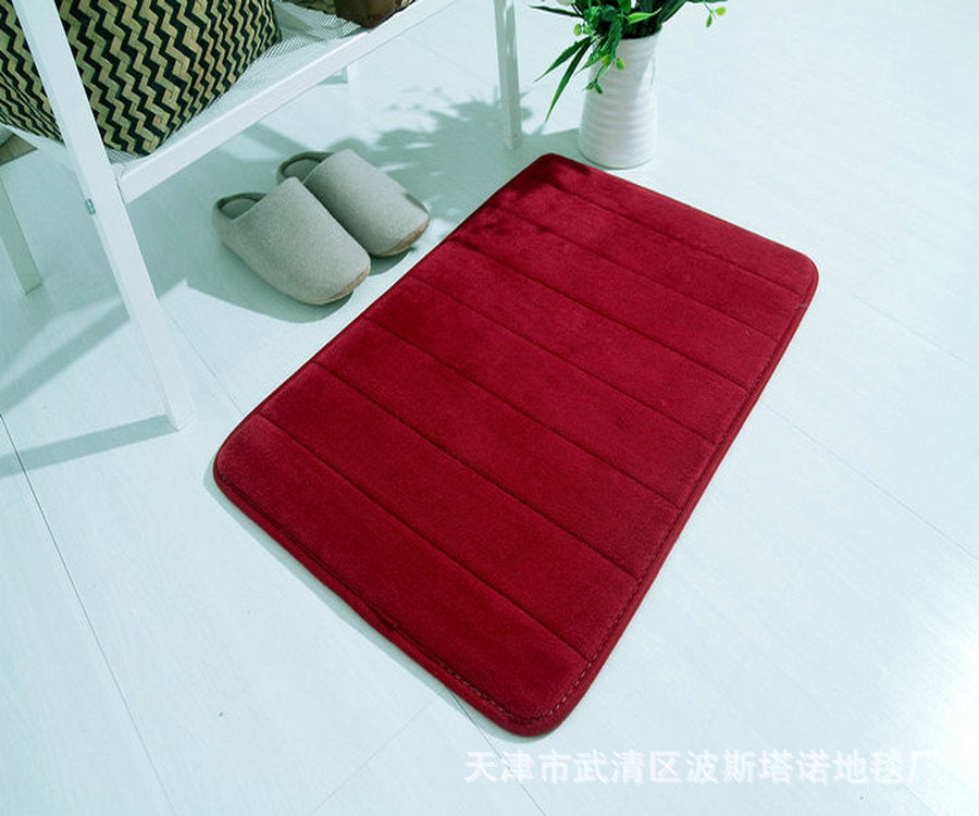 Thick coral fleece memory foam carpet floor mat bathroom kitchen absorbent non-slip foot mat