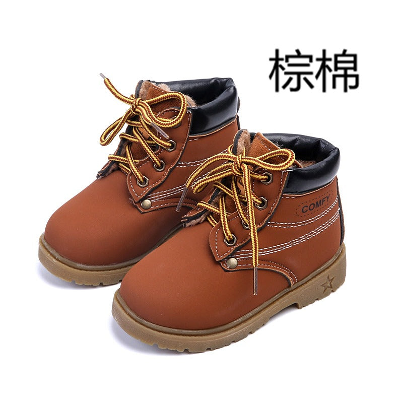 Children's snow boots warm Martin boots England beef tendon bottom boots children's cotton shoes