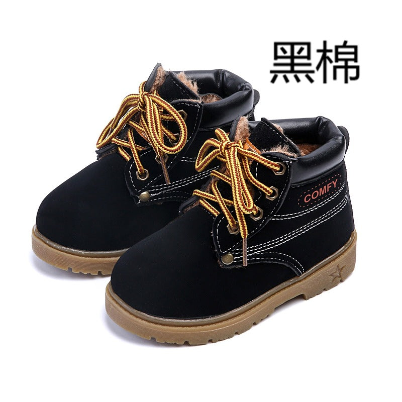 Children's snow boots warm Martin boots England beef tendon bottom boots children's cotton shoes