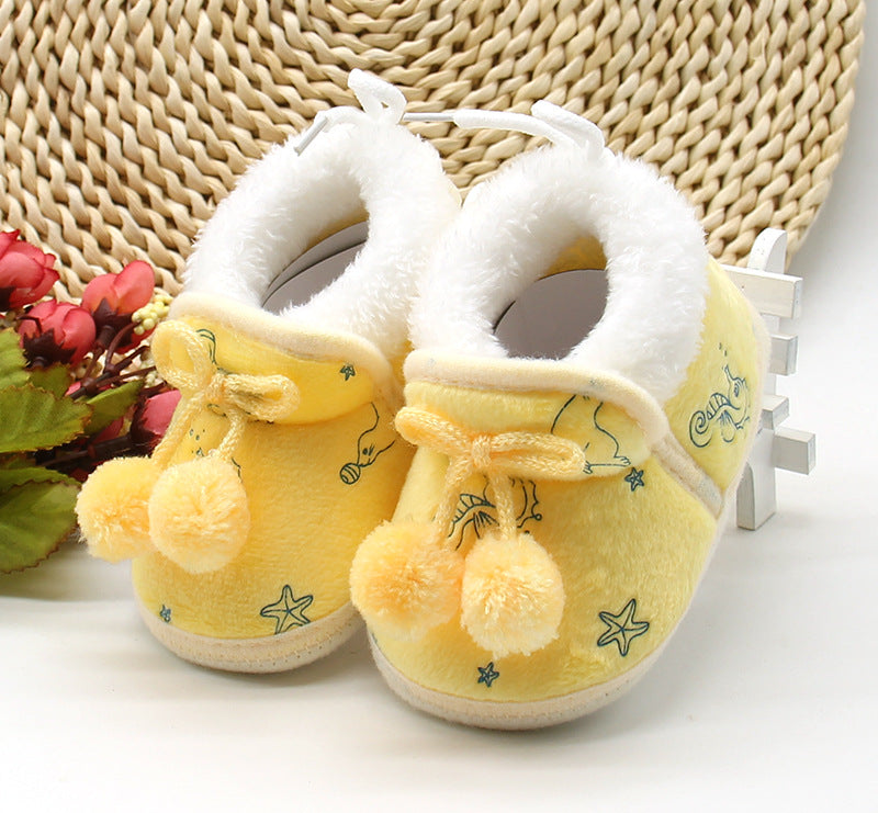 New baby shoes for fall/winter 0-1 years old non-slip soft-soled shoes plus velvet padded toddler shoes