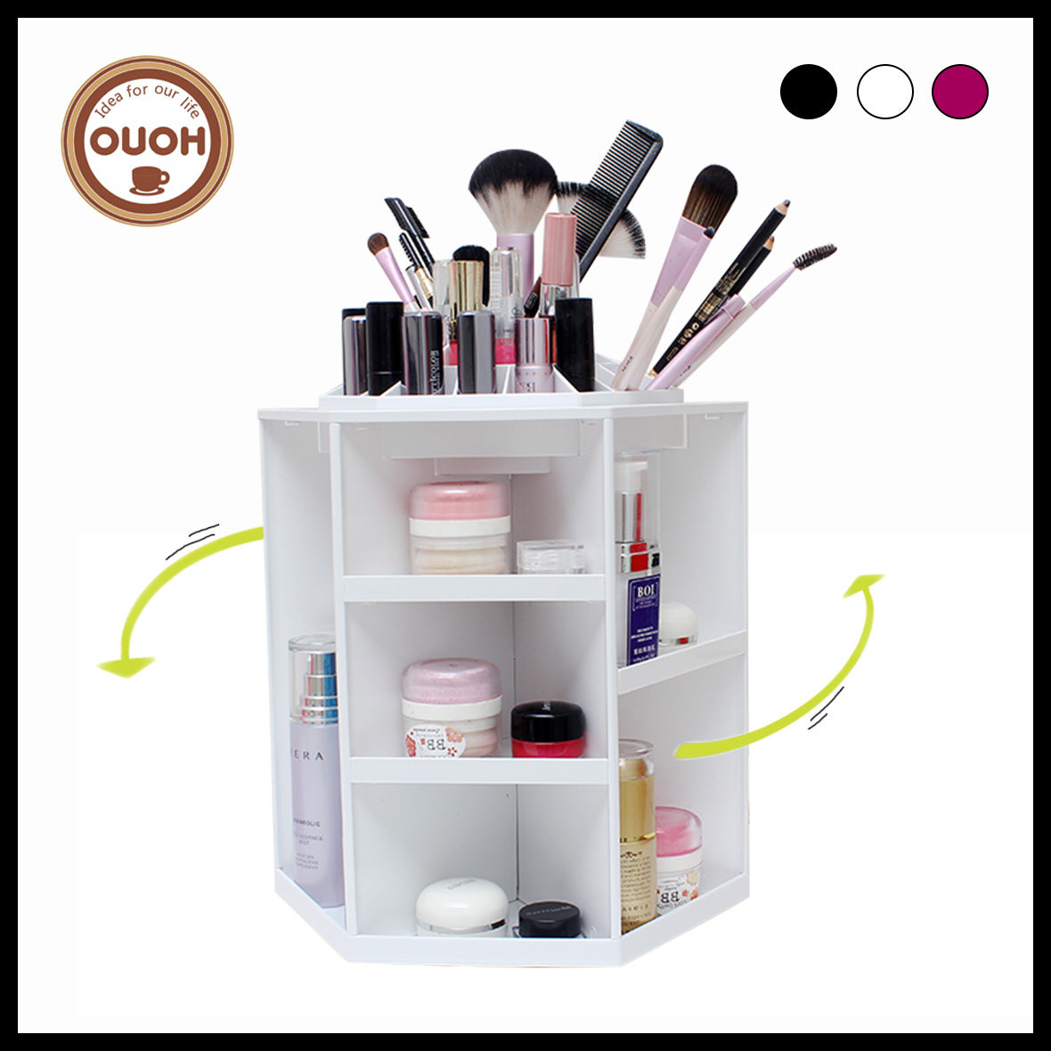 Korean version of the explosion of creative hexagonal 360 degree rotating cosmetics storage box finishing frame desktop eye shadow