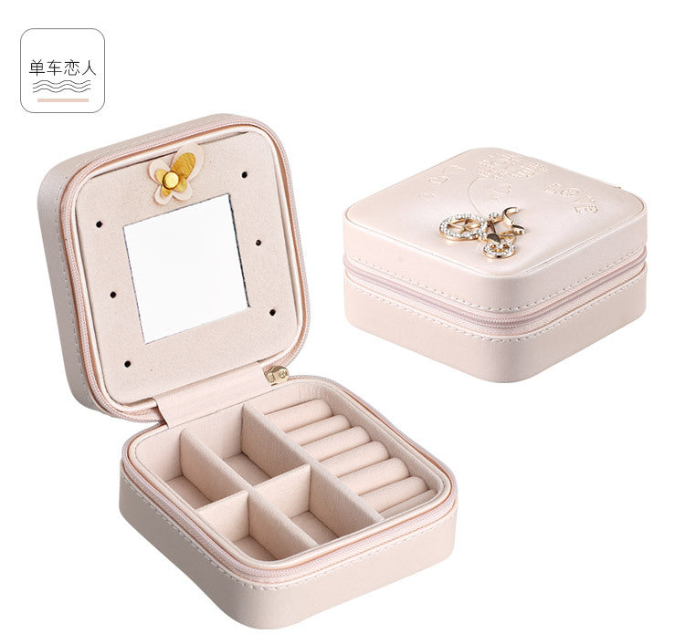 Creative small jewelry box Portable travel jewelry box Snake leather earrings earrings storage box
