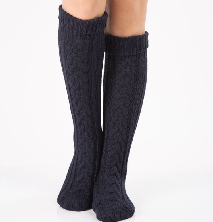 New warm wool leg sets step on foot socks knitted Christmas boots set over the knee diagonal 8 word twist floor socks