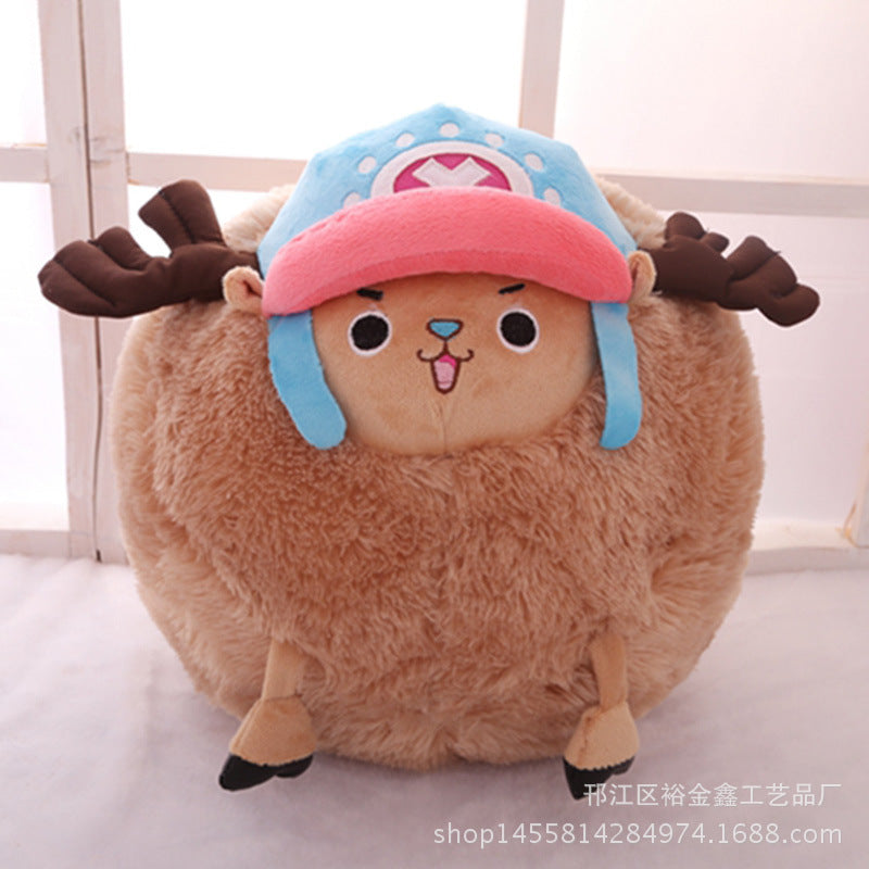 Creative cute Qiao Ba transformed into a sheep ball round pillow, hand warming hands, pillow cushion plush toy doll