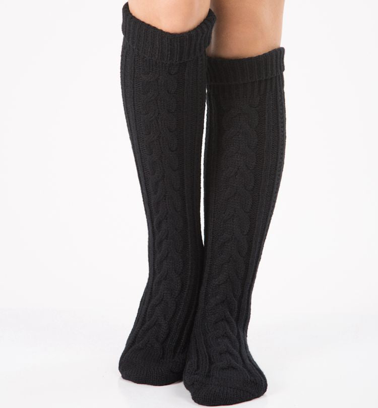 New warm wool leg sets step on foot socks knitted Christmas boots set over the knee diagonal 8 word twist floor socks