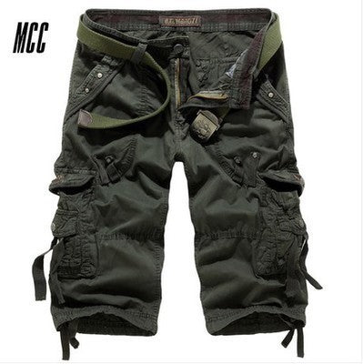 European and American summer loose casual tooling large size multi-pocket cropped pants men's pants