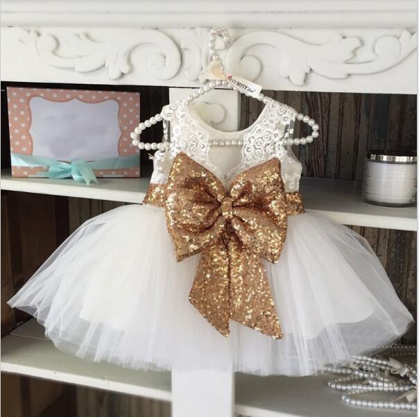 Cross-border special heating lace sleeveless gauze skirt summer new sequined big bow children's skirt