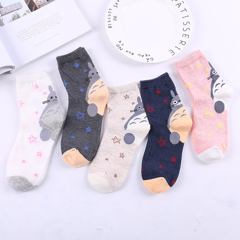 New printed cartoon character women's socks, cotton in tube cute socks