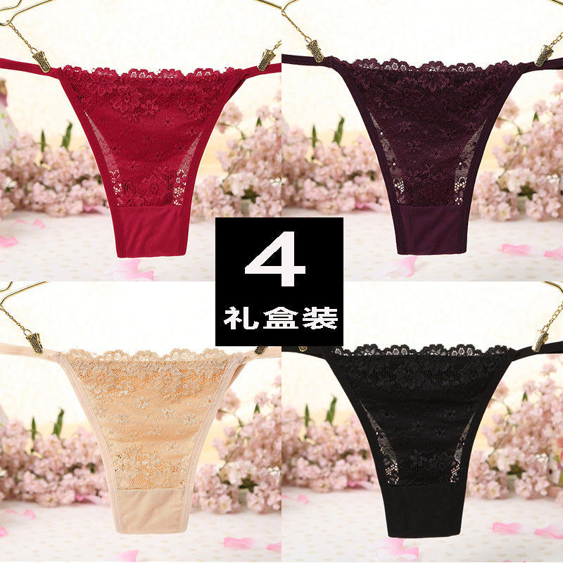 Transparent thong women, real hairy sexy underwear, ultra-thin cotton invisible T-short