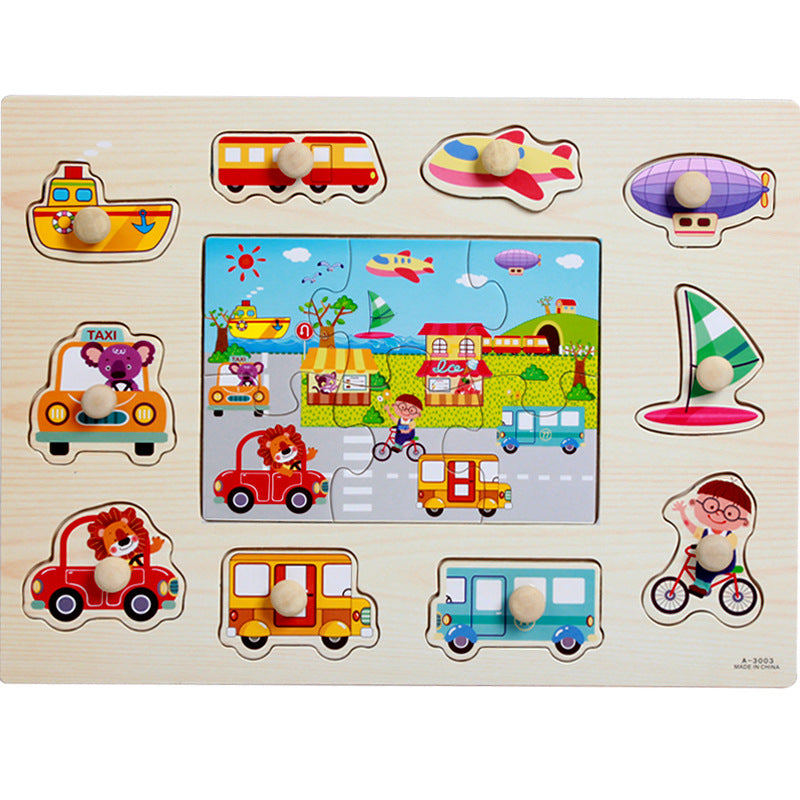 Animal digital letter hand grab board jigsaw puzzle 1-3-4 years old intellectual baby wooden toy
