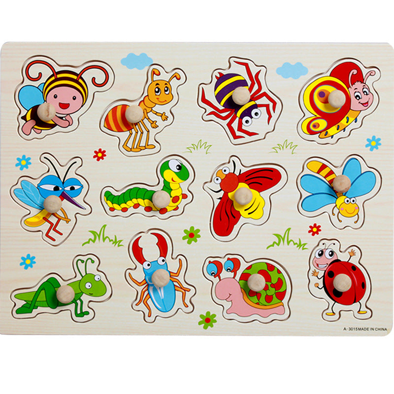 Animal digital letter hand grab board jigsaw puzzle 1-3-4 years old intellectual baby wooden toy