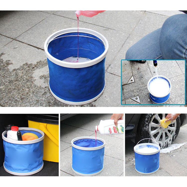 Portable multifunctional bucket car bucket fishing bucket car 11L folding bucket