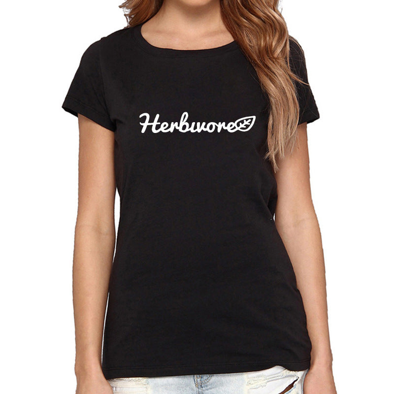 European and American HERBIVORE letter printing short-sleeved T-shirt