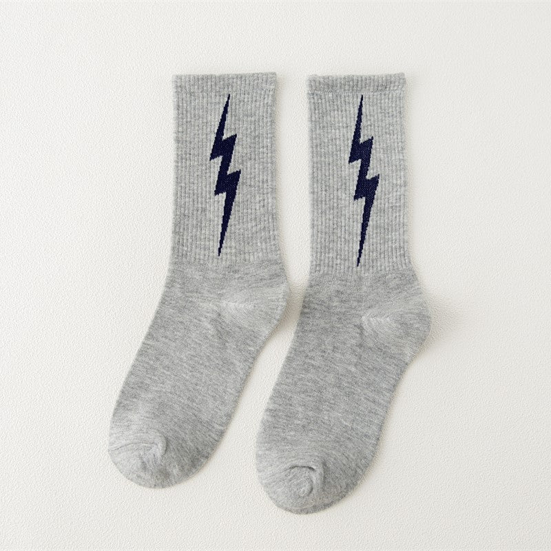 Lightning tide socks women European and American ins cotton tube socks Harajuku port style skateboard sports socks