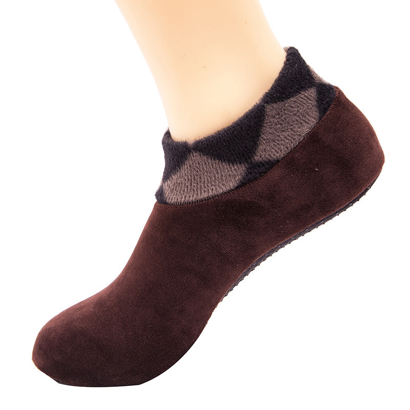 Adult floor socks women non-slip, men's socks warm and velvet thickened winter coral fleece indoor socks