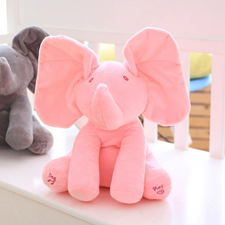 Cross-border electric peekaboo elephant, flap ears and cover eyes elephant, singing music electric toy