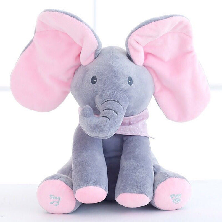 Cross-border electric peekaboo elephant, flap ears and cover eyes elephant, singing music electric toy