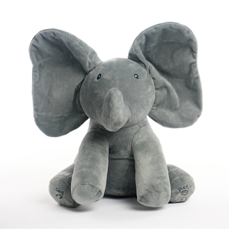 Cross-border electric peekaboo elephant, flap ears and cover eyes elephant, singing music electric toy