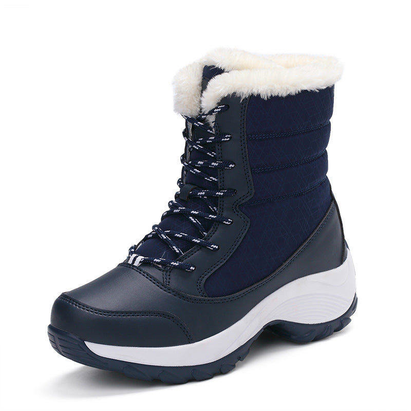 New plus velvet high-top women's shoes student lace up all-match waterproof snow boots women's tide cotton shoes