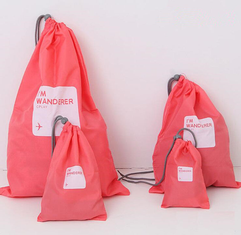 Travel storage four-piece shopping storage suit underwear clothing shoes finishing bag bundle pockets drawstring bag debris bag