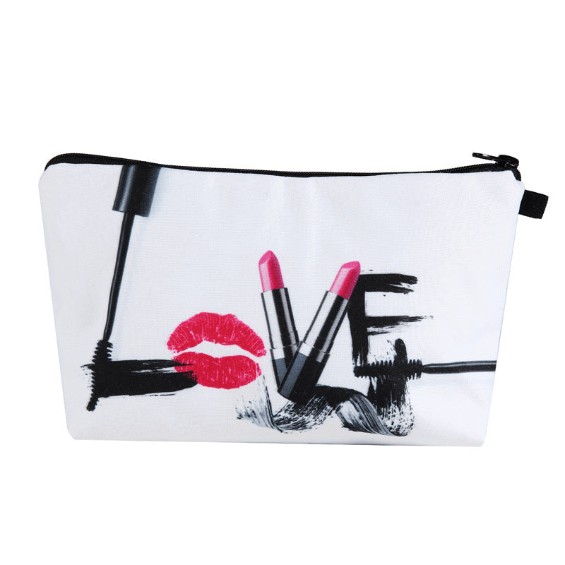 Models 3D Love printing European and American makeup bag clutch bag ladies multi-function storage bag