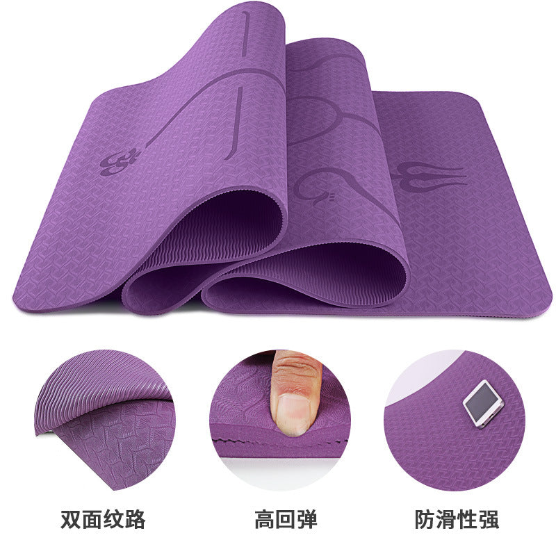 TPE yoga mat posture line 6mm non-slip environmental protection fitness sports yoga mat