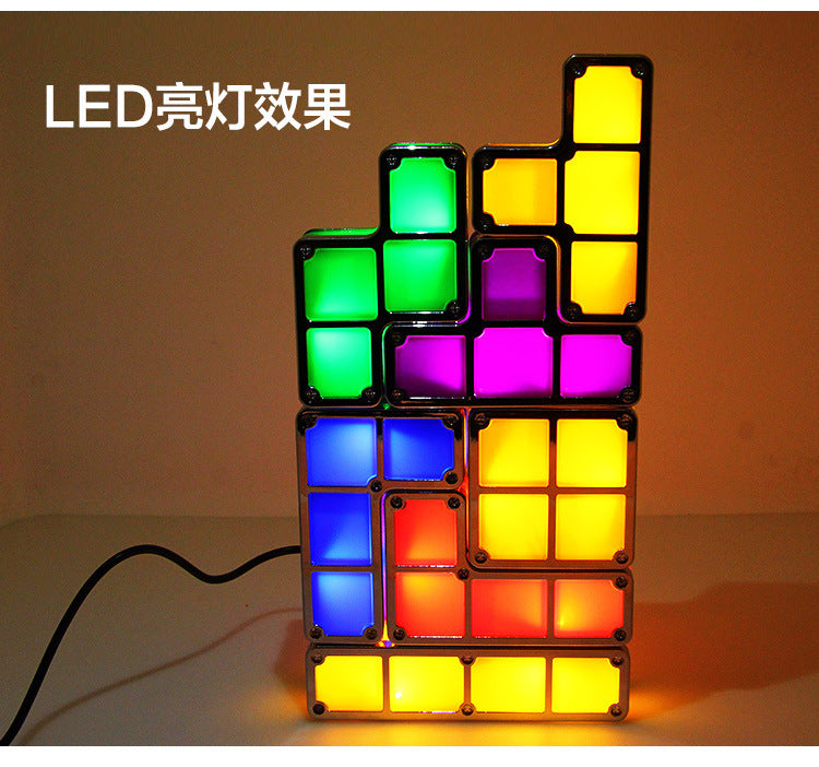 Tetris lamp LED luminous night light Christmas gift new strange creative children DIY toy table lamp