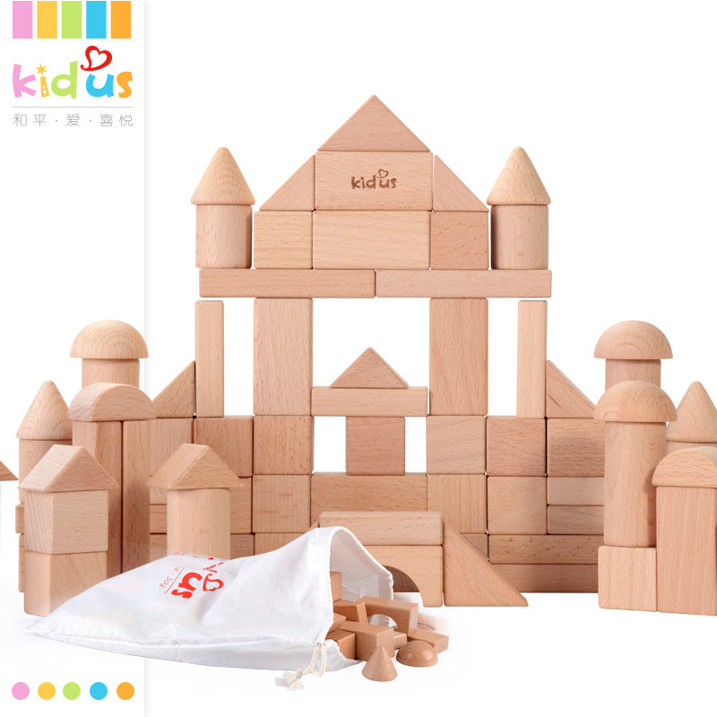 KIDUS 80 beech wooden building blocks DIY children's educational toys 2-3 years old