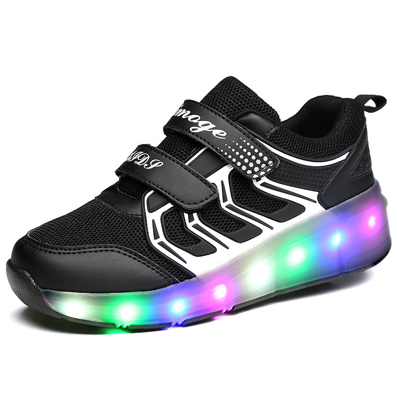 Cross-border two-wheeled Heelys shoes for children, smooth roller shoes, boys and girls, skates, lights, wheel shoes