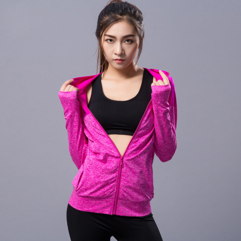 New quick-drying fitness sports jacket ladies long-sleeved hoodie running yoga