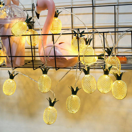 LED wrought iron pineapple lantern Christmas day light string party celebration decoration window lighting string light
