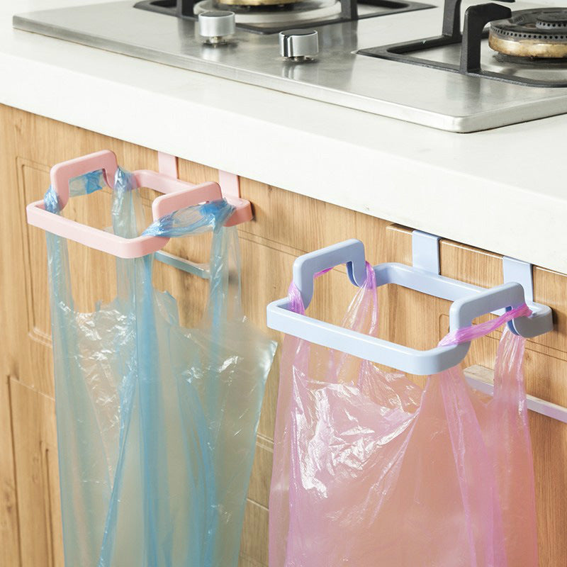 Home simple door back rag hanging rack kitchen garbage shelf storage plastic bag garbage bag rack