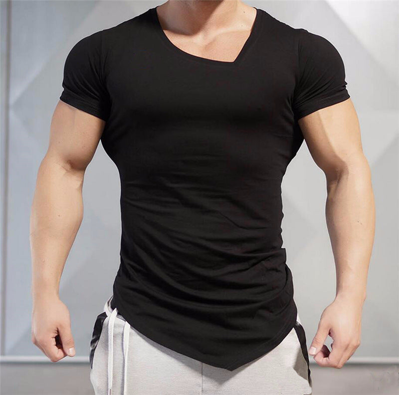 European and American Men's Cotton Short Sleeve Irregular T-shirt