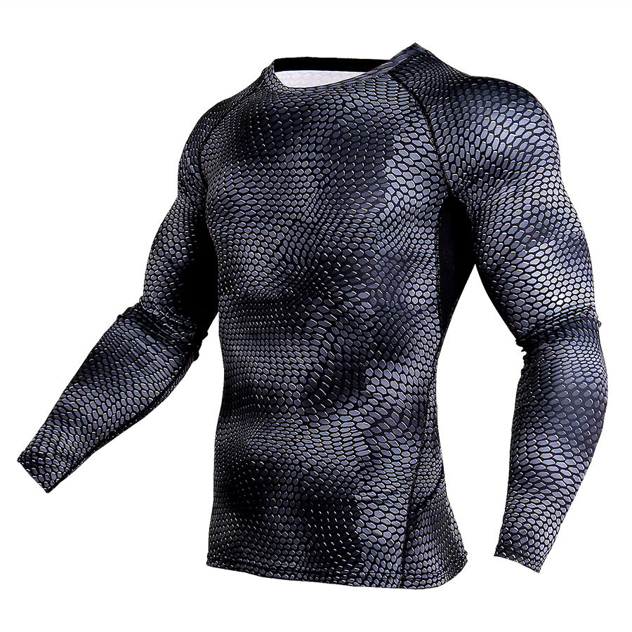 European and American New 3D Printed T-shirts Men Compression Shirt Thermal Long Sleeve T Shirt