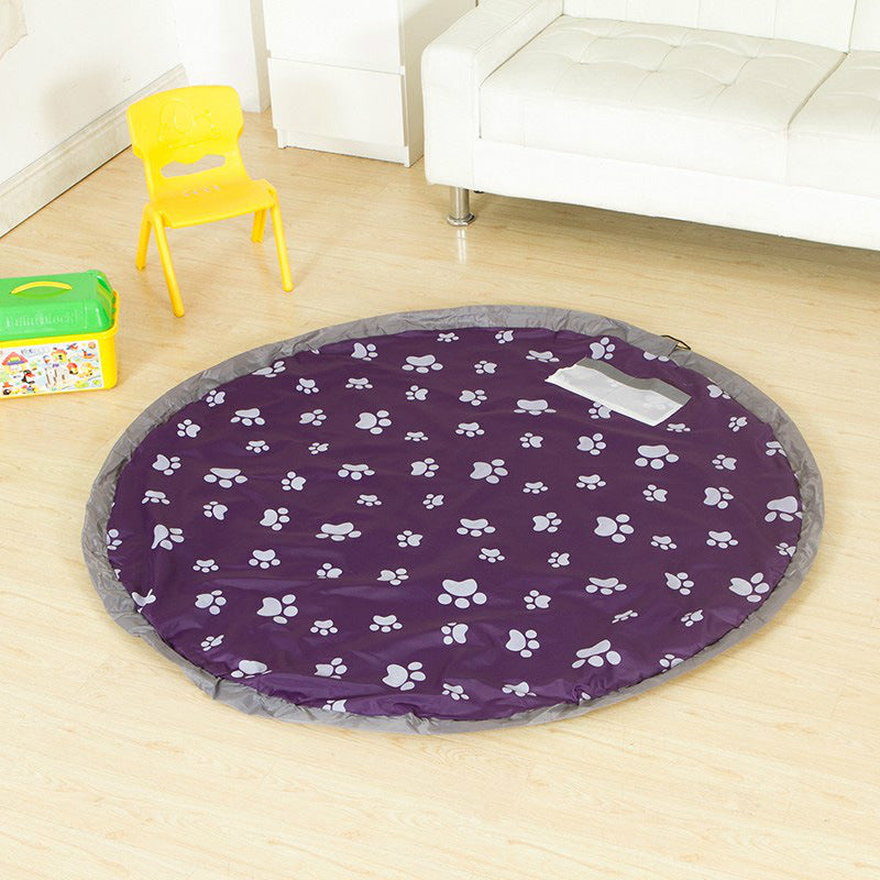 150cm Round Kids Toy Storage Bag Portable Play Mat Lego Storage Blanket For Toy Baby Playing Floor Blanket Mat Travel Picnic Mat
