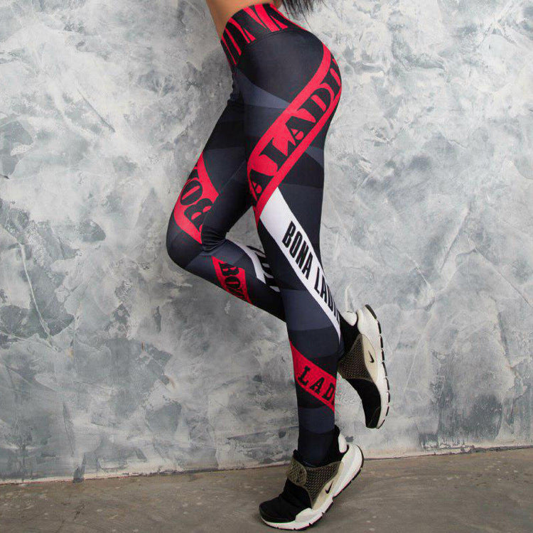 Lettering Fashion Quick-Drying Sports Tights Yoga Pants