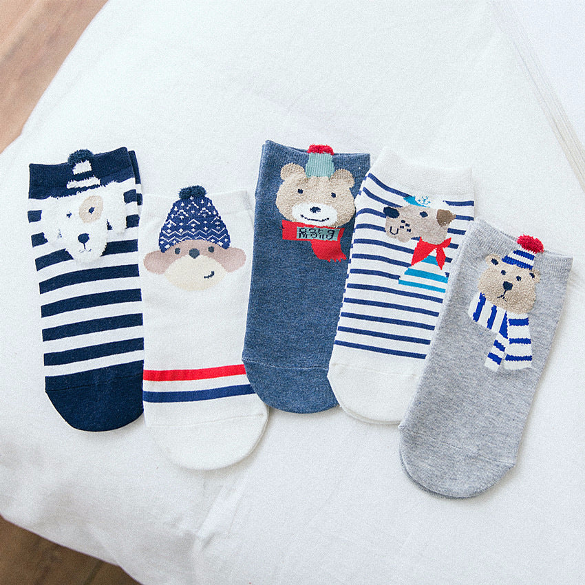 New cotton women's boat socks straight cartoon pattern spring and summer socks