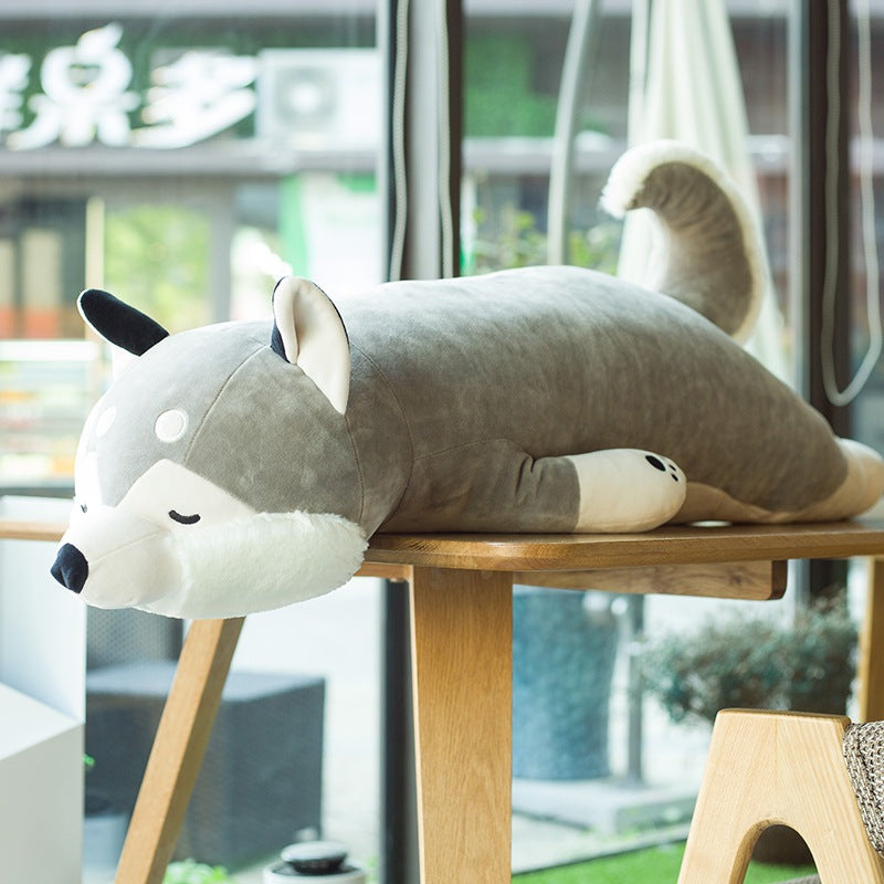 1pc 55-95cm Cartoon Lying Plush Stuffed Dog Big Toys Husky Dog Doll Lovely Animal Children Birthday Gift Dog Plush Pillow