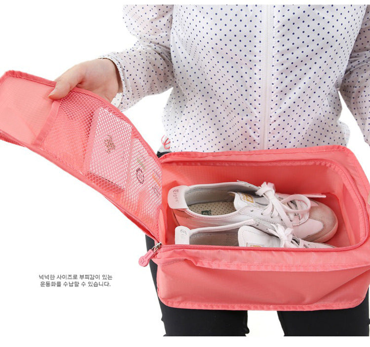 Korean travel waterproof multi-function storage shoe box portable shoe storage bag foldable solid color small shoe bag