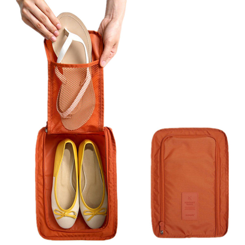 Korean travel waterproof multi-function storage shoe box portable shoe storage bag foldable solid color small shoe bag