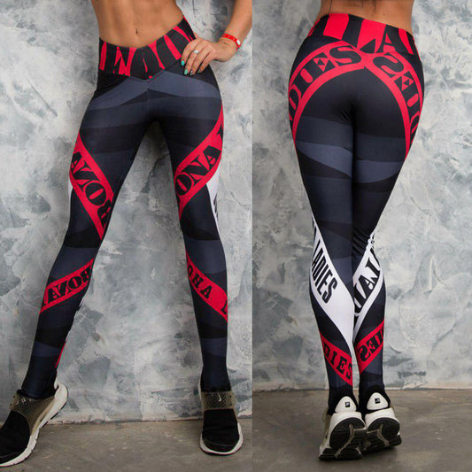 Lettering Fashion Quick-Drying Sports Tights Yoga Pants