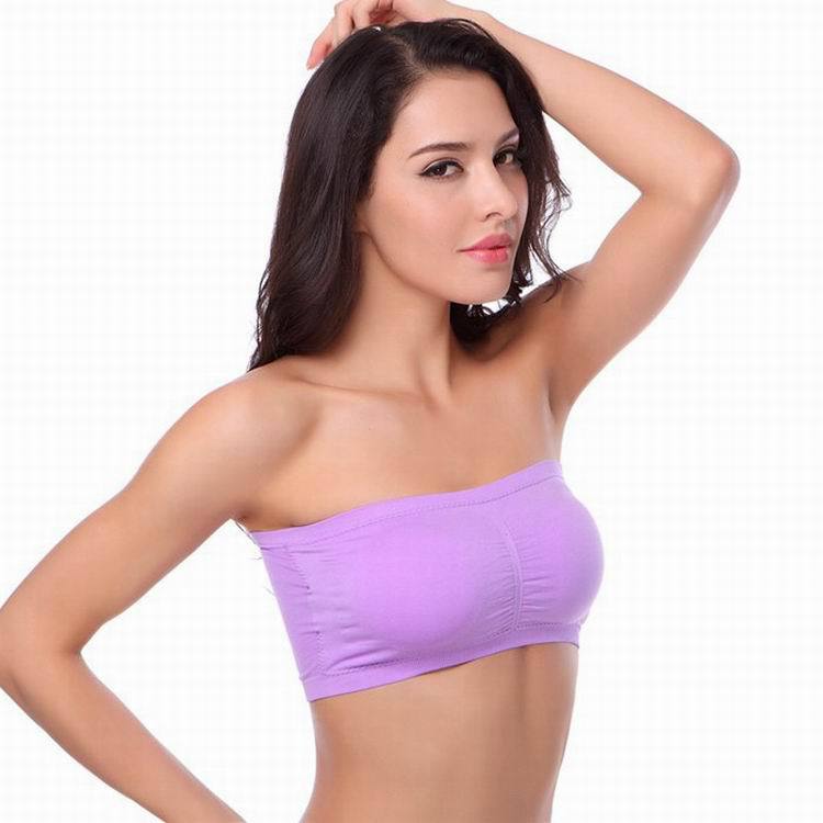Bandeau Bra one-word bra anti-explosion large size double-layer tube top with chest pads around the chest without steel ring wrapped chest