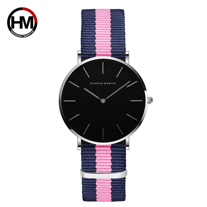 Hanna Martin hot new ladies watch nylon strap waterproof quartz watch simple fashion personality table