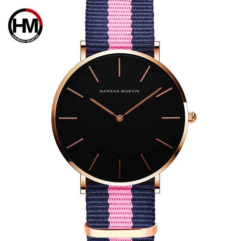 Hanna Martin hot new ladies watch nylon strap waterproof quartz watch simple fashion personality table